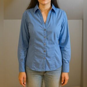 Express Light Blue Button Down Shirt | Long Sleeve Collared Top |Medium EUC